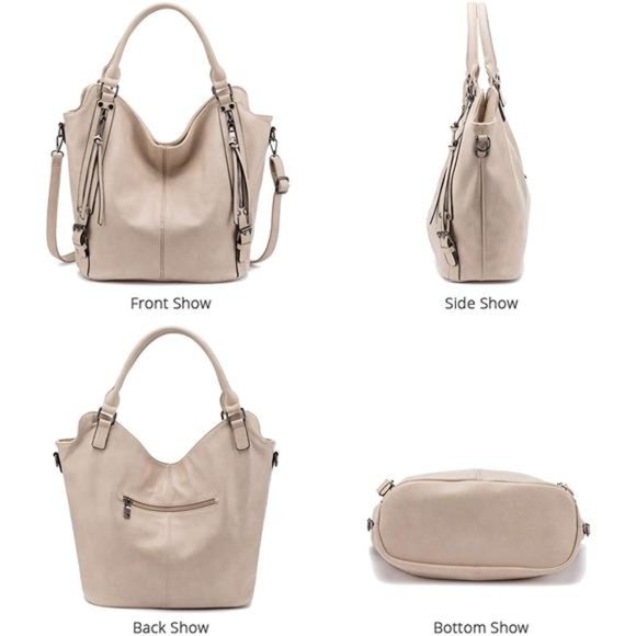 2 Pcs Tote Bag PU Leather Shoulder Bags Fashion Hobo Bags Large Purse Handbags - Picture 2 of 6